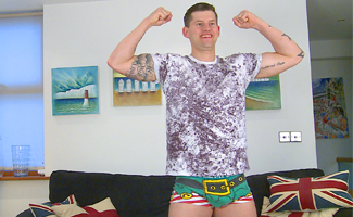 Bonus Video of Adam's Photo Shoot - Athletic Young Shows us his Muscles & Very Big Uncut Cock! 