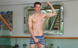 Bonus Video of Alex's Photo Shoot - Young Martial Arts Expert Shows off his Ripped Body & Cums on his Chin! 