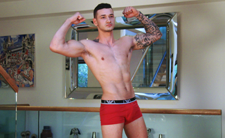 Bonus Video of Dane's Photo Shoot - Young Athletic PT Shows his Hairy Body & Squirts Loads!