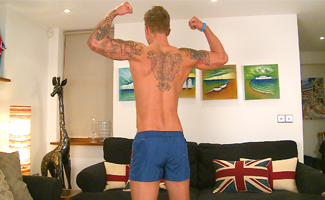 Bonus Video of Danny McCaw's Photo Shoot - Blond Straight Hunk Shows his Uncut Rocket Cock!