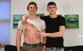 Bonus Video of Finn & Dominic's Photo Shoot - Straight Lads Wank Each Other's Big Uncut Cocks & Shoot Big! 