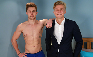 Bonus Video of Josh's Photo Shoot - Blond Hunk gets 1st Man Massage!