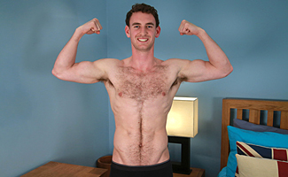 Bonus Video of Photo Shoot - Hairy Young Rugby Player Paul Shows Off His Muscles & Lovely Long & Meaty Uncut Cock!
