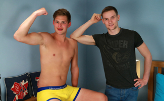 Bonus Video of Photo Shoot - Sexy Young Stud Joel & his Thick 8 inch Uncut Cock Wanks his 1st Cock - Jack Lies Back & Explodes!