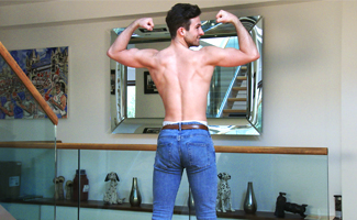 Bonus Video of Ryan's Photo Shoot - Young Straight Footballer Shows his Hairy Body & Rock Solid Erection!