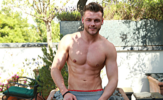 Bonus Video of Tyler's Photo Shoot - Muscular & Ripped Straight Pup Shows his Massive Uncut Cock!