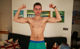 Hairy Young Straight Pup Jasper Wanks his Rock Hard Uncut Erection & Shoots Load of Cum!