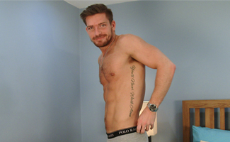 Muscular and Ripped Stud Hudson Scott Pumps his Hole while Wanking His Uncut Cock!