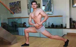 Muscular Athlete Cristian Wanks his Big Uncut Cock & Squirts Jizz Everywhere!