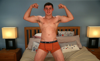 Muscular Young Lad Jacob Shows off his Chunky Uncut Cock and Hairy Hole!