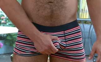 Muscular Young Pup Tom Strips & Shows off His Very Hairy Body, soon Covered in Cum!