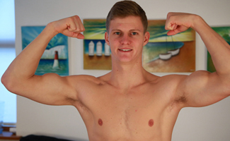 South African Hunk Greg Shows off his Rock Hard Cock and Hairy Hole