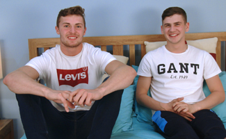 Straight Hairy Blond Pup Otto Davies Wanks his 1st Man & he Wanks big Dominic Moore's big Uncut Cock!