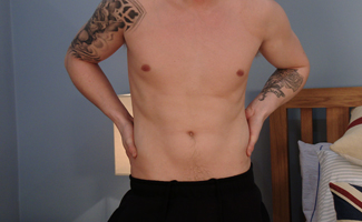 Straight Hunk Hunter Hay back for a Massage and 1st Wank from a Man, Big Shooter!