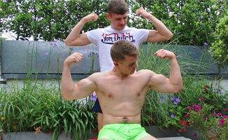 Straight Hunk Lucas Wanks his 1st Man & it's Big Dom's Uncut Cock he Pumps & Both Shoot Loads!