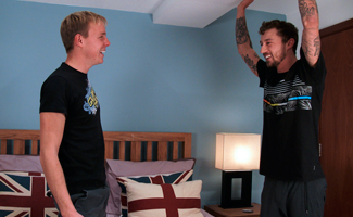 Straight Lad Barclay Stuffs his Big Uncut Cock up Chris's Ass Who Cums Buckets!