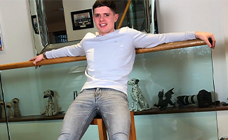 Straight Muscular Hunk Logan's 1st Spanking & His Uncut Cock gets Rock Hard & Shoots Massive! 