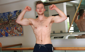 Straight & Ripped Personal Trainer Parker Ward Pumps his Uncut Cock & Shoots his Load Everywhere!