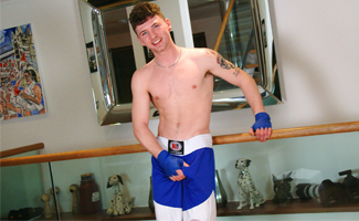 Straight Young Boxer Mitch Wanks his Hard Uncut Cock & Pumps his Hole with a Dildo! 