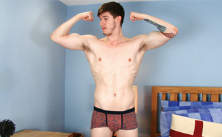 Super Fit Young Swimmer Chris Shows off his Lean Body & Wanks his Big Uncut Cock & Cums Everywhere!