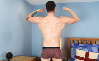 Super Fit Young Swimmer Chris Shows off his Lean Body & Wanks his Big Uncut Cock & Cums Everywhere!