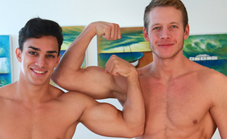 Tomas and Hot Friend Roland Suck Each Other and Cum all over their Abs