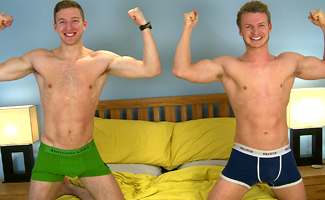 Two Straight Blond Hunks with Beautifully Hard Uncut Erections!