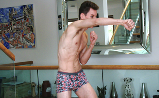 Ultra-Lean MMA Fighter Alex Wanks his Thick Uncut Cock & Shoots a Big Load of Jizz all over Himself!