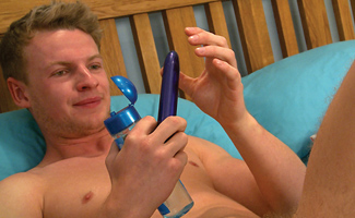 Young Harry & his 1st Anal Experience - The Dildo Keeping his Uncut Big Cock Rock Hard!