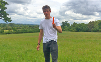 Young Naughty Pup Henry Wanks his Big Uncut Cock & Pumps his Hole with Carrots in a Field!