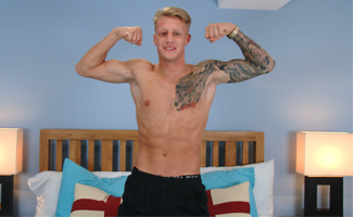 Young & Ripped Boxer Jake Wanks his Massive Uncut Cock & Squirts a Big Load Everywhere!