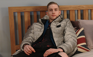 Young Straight Lad Carter Strips Down & Wanks his Thick, Uncut Cock & Covers himself in Loads of Cum!