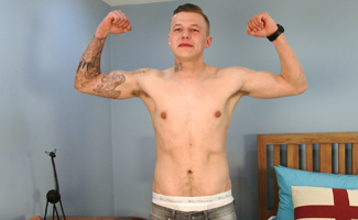 Young Straight MMA Fighter Wanks his Big Uncut Cock & Shoots his Load! 