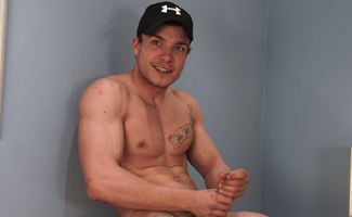Young Straight Muscular Pup Lewis Pumps his Uncut Cock to a Big Messy End!