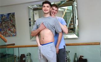 Young Straight Pup Charlie gets his 1st Man Suck & it's Naughty Dominic Sucking his Big Uncut Cock!