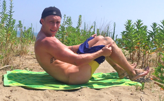 Young Straight Stud Cameron Wanks his Big Uncut Cock & Shoots his Load at a Secluded Beach! 