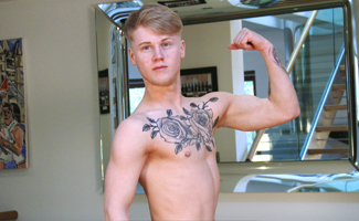 Young Straight & Very Fit Blond Lad Craig Wanks his Big Uncut Cock & Shoots a Load of Cum!