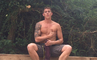 Young Straight & Very Horny Lad Hunter Wanks his Big Uncut Cock at Work & Shoots his Load Outside!