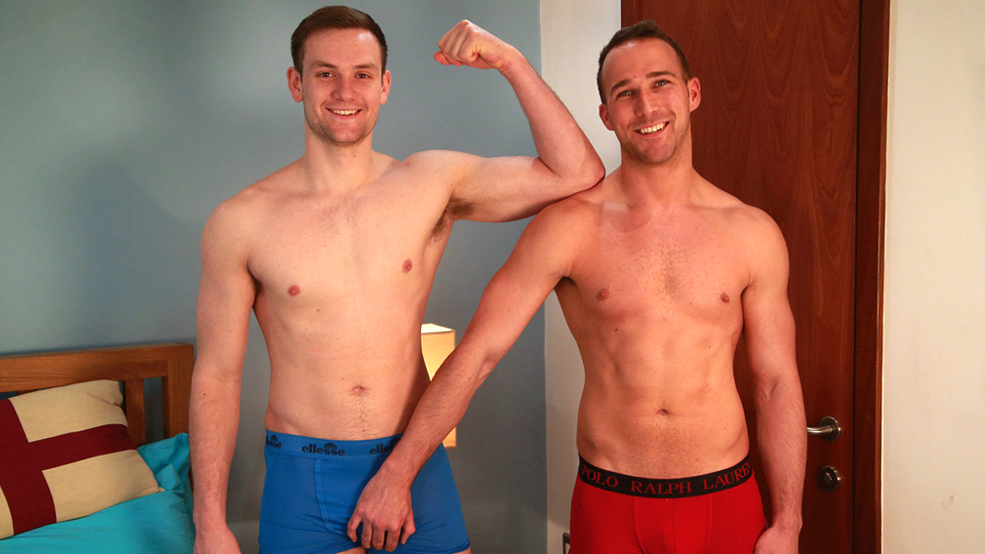 Straight Hunks Rich and Joel Wank off Each Others Massive Uncut Cocks & Shoot Massive Loads of Cum!